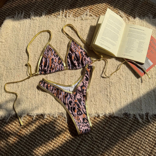 Damen Triangel-Bikini mit floralen Mustern und verstellbaren Trägern R&B
