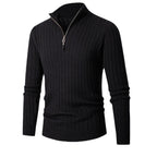 Herren eleganter Pullover mit halb hohem Reißverschluss und Rippstruktur R&B