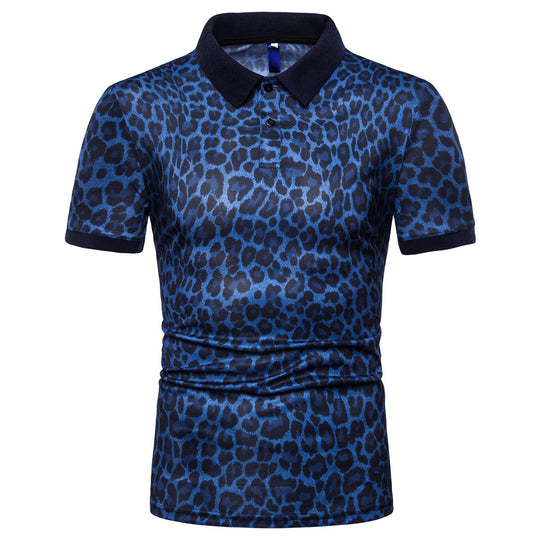 Herren Polo-Shirt mit aufregendem Leopardenmuster und modernem Schnitt R&B