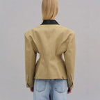 Damen modische Kurzjacke mit kontrastierendem Kragen R&B