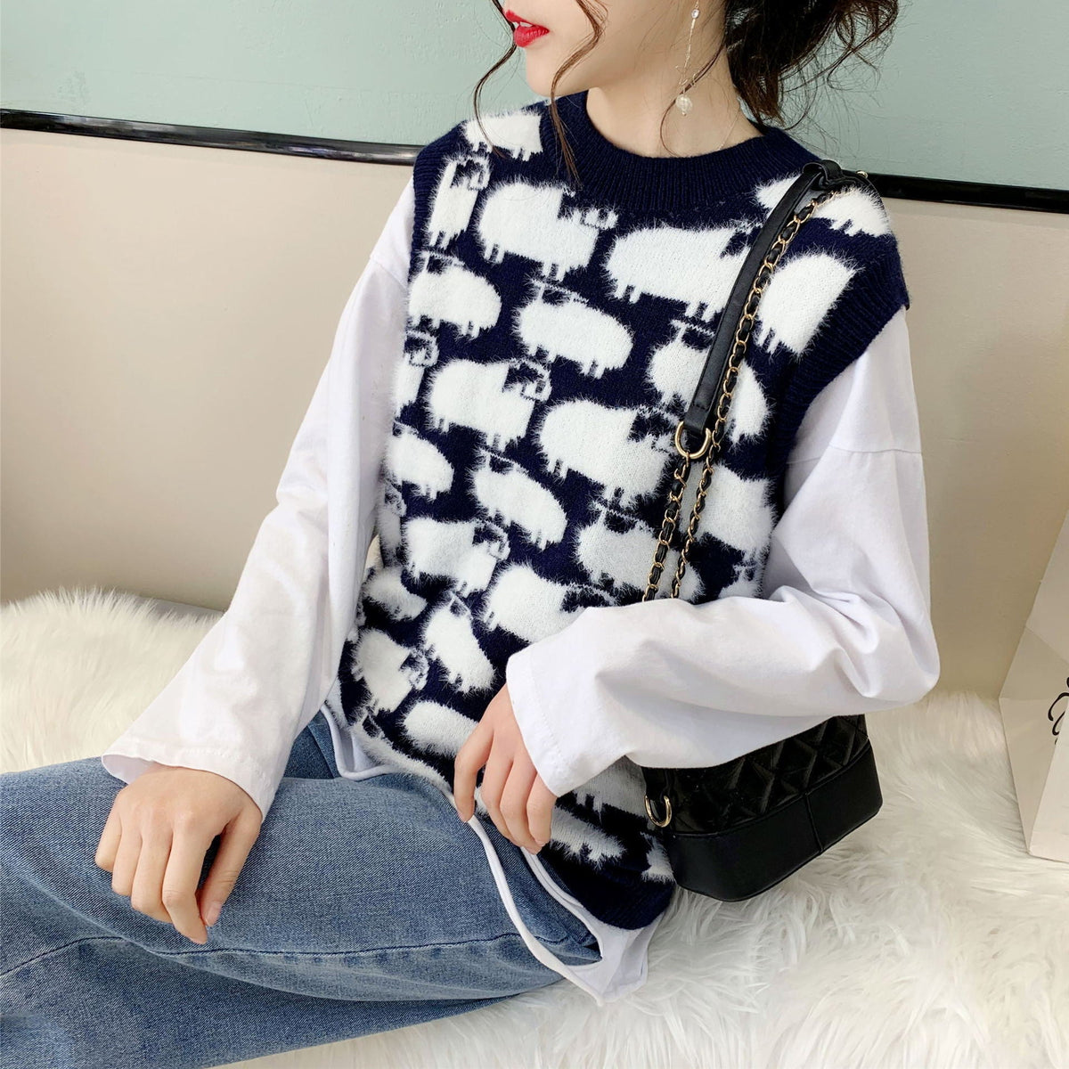 Damen Strickpullover mit verspieltem Tiermotiv und lässigem Schnitt R&B