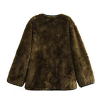 Damen Teddyjacke mit kontrastierenden Taschen und Knopfdetails R&B