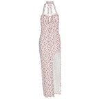 Damen Maxikleid mit floralem Muster, Neckholder und asymmetrischem Saum R&B
