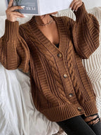 Damen Grobstrick-Cardigan mit dekorativem Zopfmuster R&B