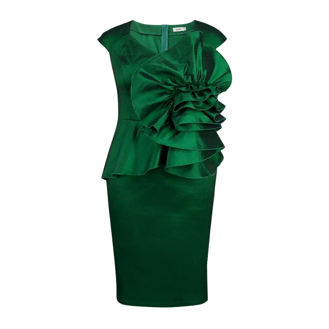 Damen Cocktailkleid mit voluminösen Rüschen und elegantem Peplum R&B