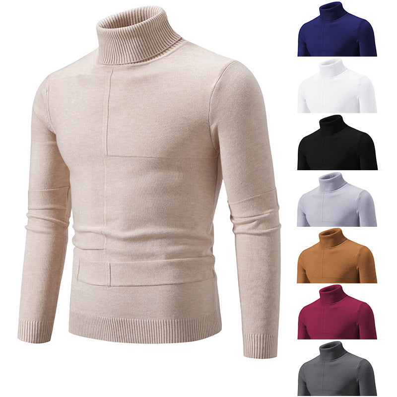 Herren eleganter Rollkragenpullover mit modernem Zopfmuster R&B