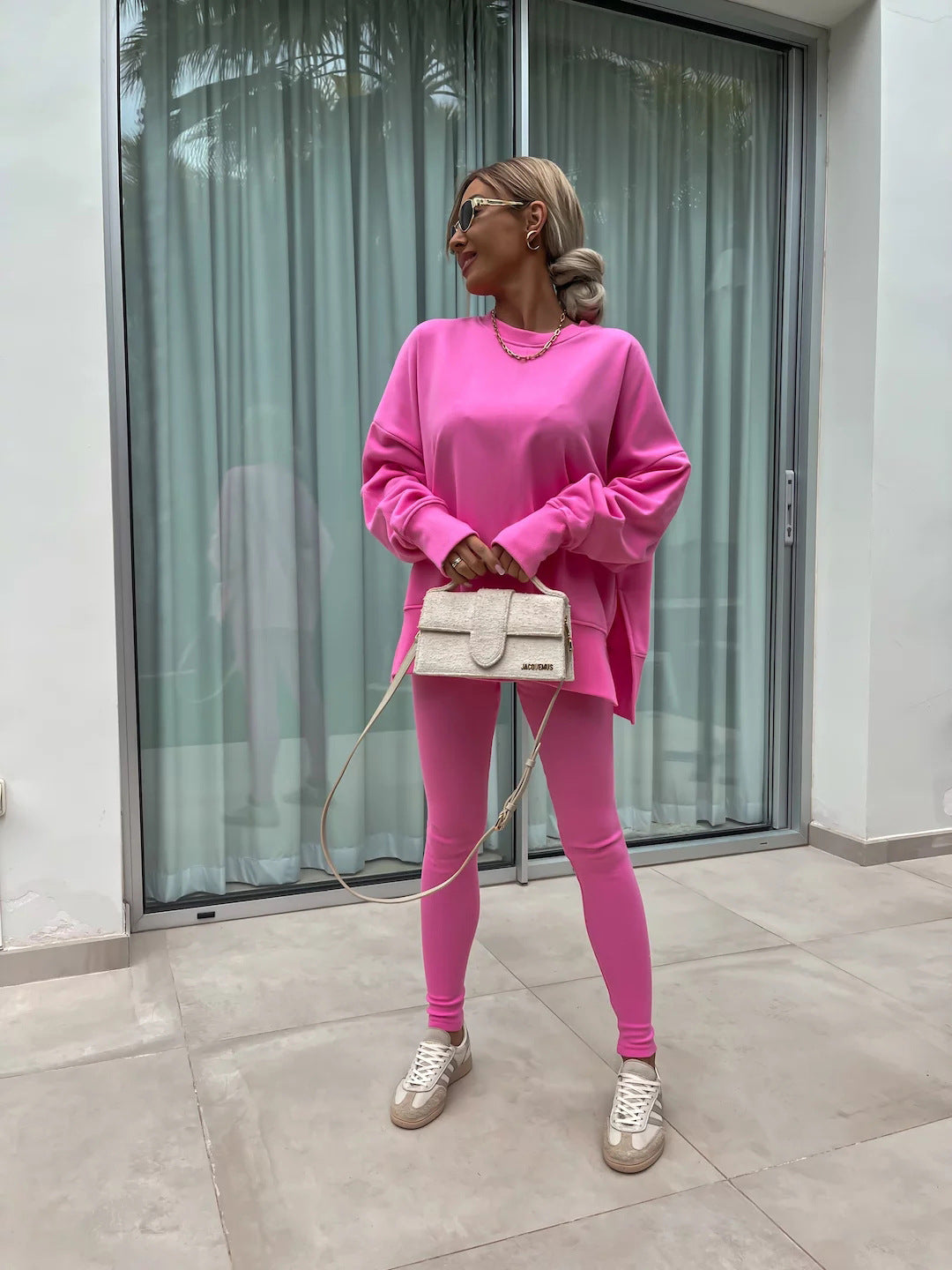 Damen lässiger Oversized-Sweater und leggings im Set R&B
