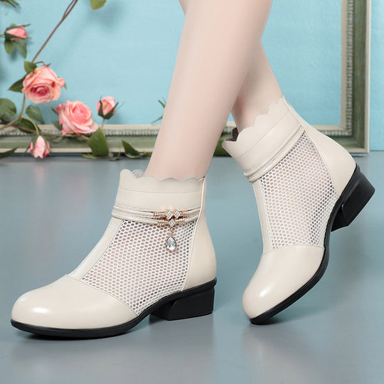 Damen Exklusive Ankle Boots mit dekorativem Netzdesign und elegantem Schmuckdetail R&B
