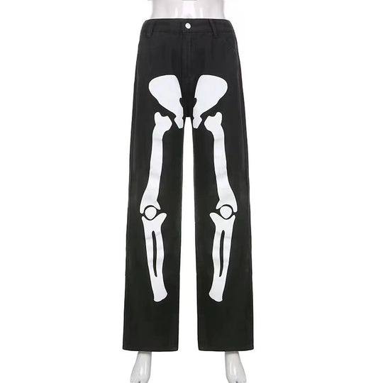Damen lässige Cargo-Hose mit auffälligem Skelett-Design R&B