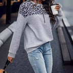 Damen lässiger Sweatpullover mit Tiermuster und Reißverschluss R&B