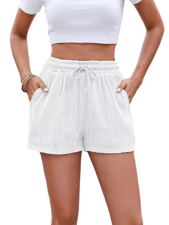 Damen Sportliche Shorts mit elastischem Bund und Raffmuster R&B