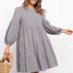 Damen romantisches Sommerkleid mit voluminösen Ärmeln und Rüschendetails R&B