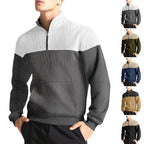 Herren nan Halbzip-Sweatshirt mit gesteppter Schulterpartie Kängurutasche und gerippten Bündchen R&B