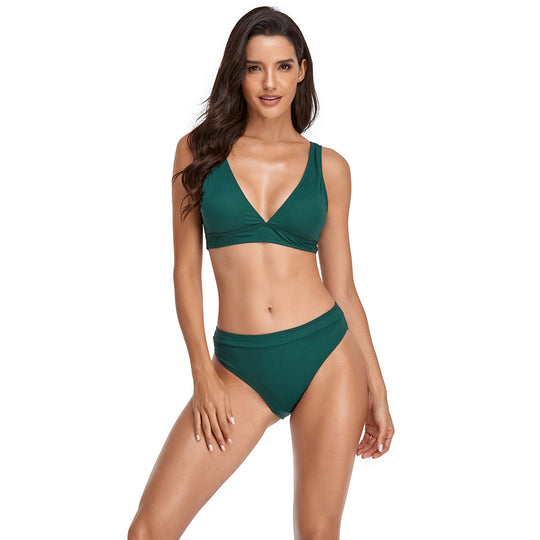 Damen Triangel-Bikini-Set mit modischem Schnitt und hohem Bund R&B