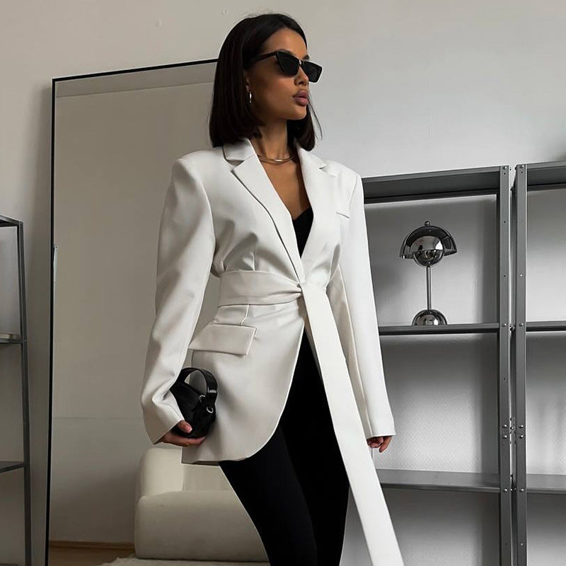 Damen eleganter Blazer mit Taillengürtel R&B