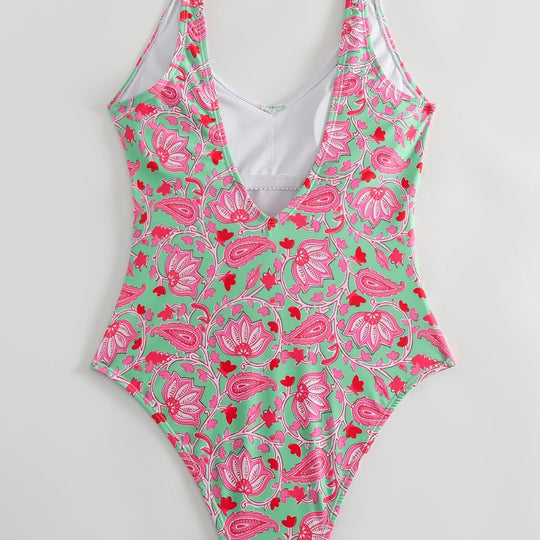 Damen Einteiliger Badeanzug mit floralem Design und modischen Trägern R&B