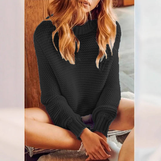 Damen lässiger Strickpullover mit Ribstrickmuster und leicht überschnittenen Schultern R&B
