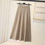 Damen Maxirock mit Struktur und Knopfdetails