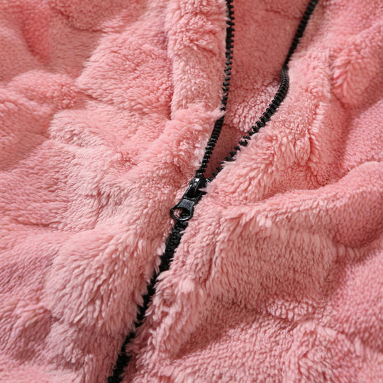 Damen Flauschige Fleecejacke mit Kapuze R&B