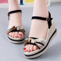 Damen Wedge-Sandaletten mit modischem Knotendesign und verstellbarem Riemen R&B