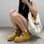 Damen bequeme und stilvolle Chelsea Boots mit trendy Schnürung R&B