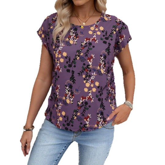 Damen Chiffonbluse mit floralen Mustern und weitem Schnitt R&B