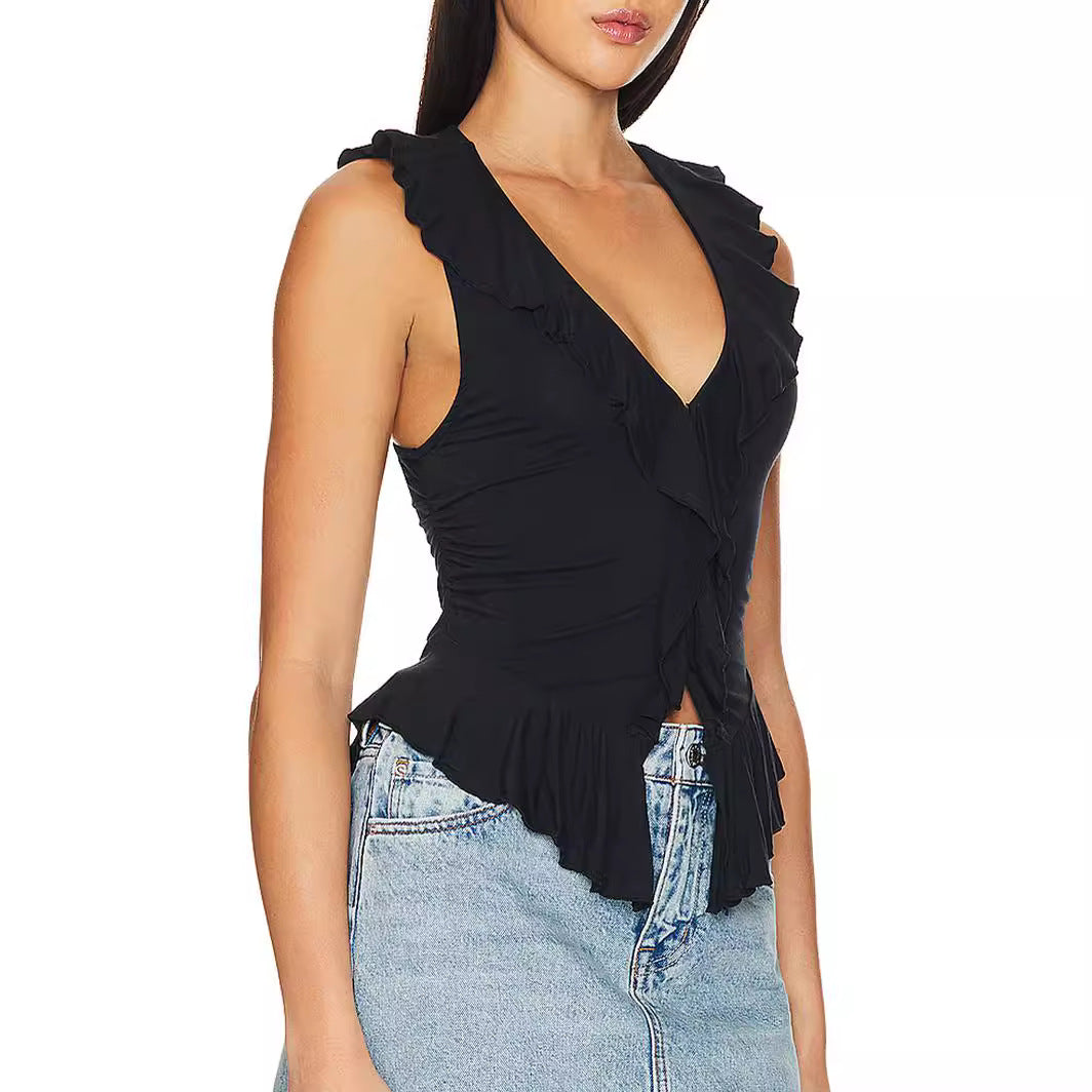 Damen Wickeloberteil mit Rüschendetails R&B