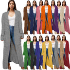 Damen Langer Strickcardigan mit raffiniertem Zopfdesign und praktischen Taschen R&B