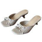 Damen modische Mules mit elegantem Schleifen-Design und komfortablem Absatz R&B