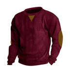 Herren Strickpullover mit einzigartigem strukturiertem Design und aufgesetzten Ellbogenpatches R&B