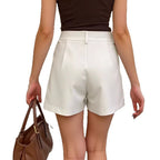 Damen elegante, hoch taillierte Shorts mit weitem Bein R&B