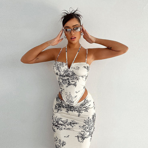 Damen figurbetontes Wickelkleid mit floralen Musterdetails und tiefem Ausschnitt R&B