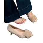 Damen elegante High Heel Pumps mit luxuriösem Fellbesatz R&B