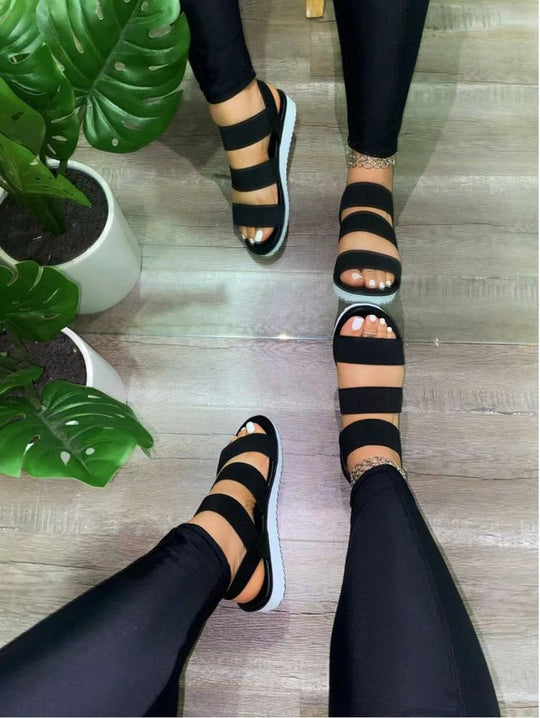 Damen Anpassbare Zehensandalen mit breiten Riemen R&B