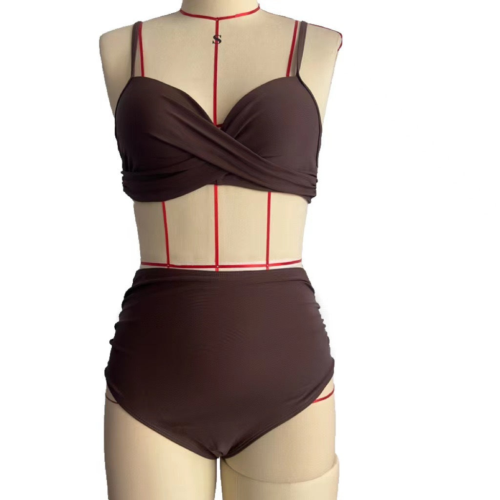 Damen High-Waist Bikini mit Leo-Muster R&B