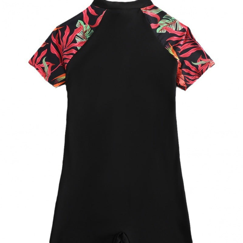 Damen Sportlicher Einteiler mit kurzem Ärmel und floralem Design R&B