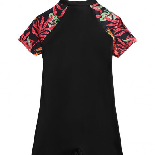 Damen Sportlicher Einteiler mit kurzem Ärmel und floralem Design R&B