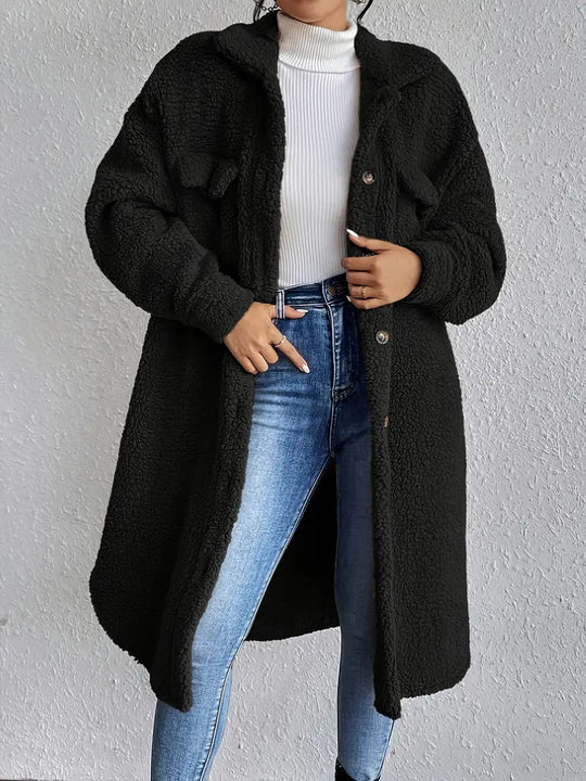Damen Weiche und gemütliche Teddyjacke im Long-Format R&B