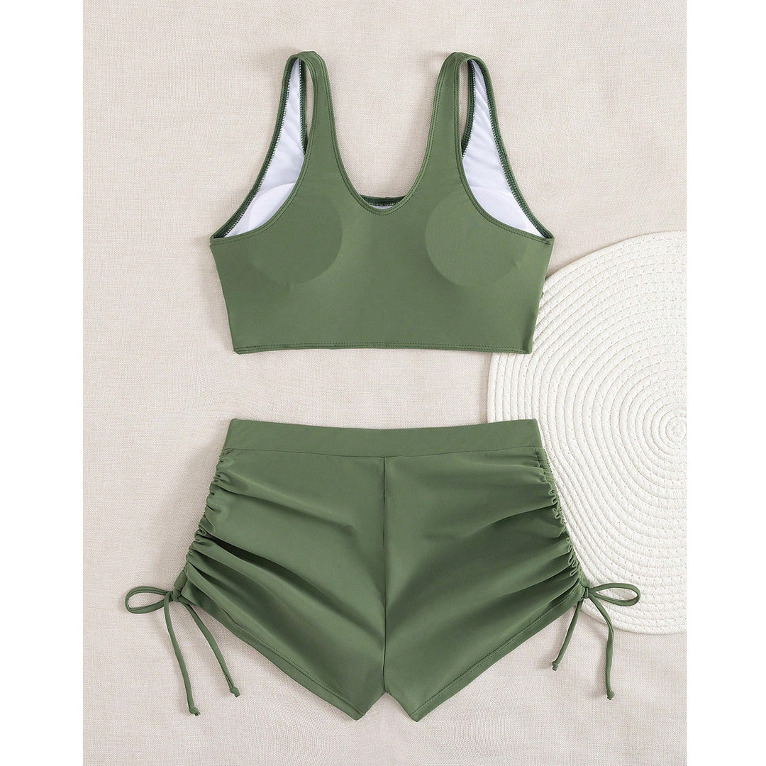 Damen Sportlicher Bikini mit gerafften Shorts R&B