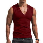 Herren nan tailliertes Tanktop mit tiefem V-Ausschnitt und Stretch-Baumwollmix R&B