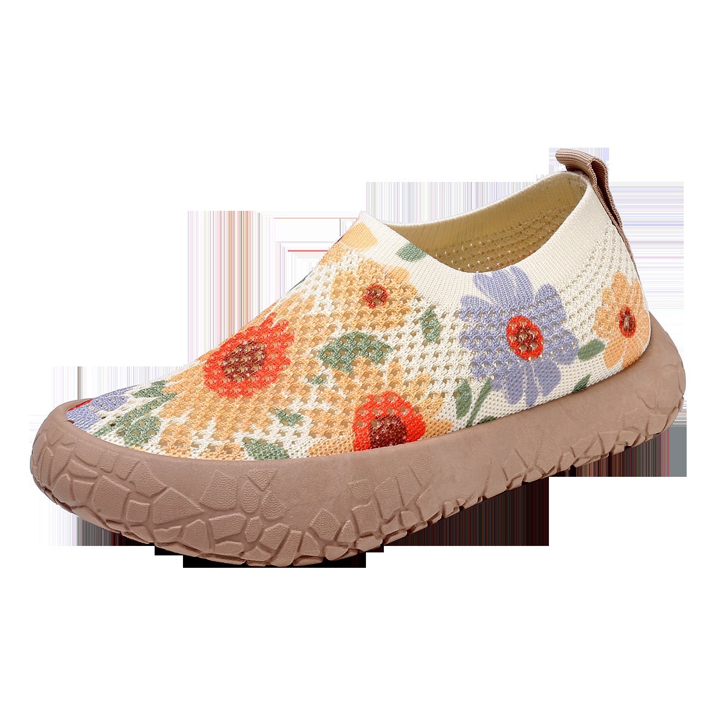 Damen Slip-On Freizeit-Schuhe mit Blumenmuster und rutschfester Sohle R&B