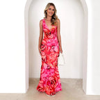 Damen Maxikleid mit V-Ausschnitt und floralem Muster R&B