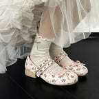 Damen Ballerinas mit zwei verstellbaren Riemchen und floralem Design R&B