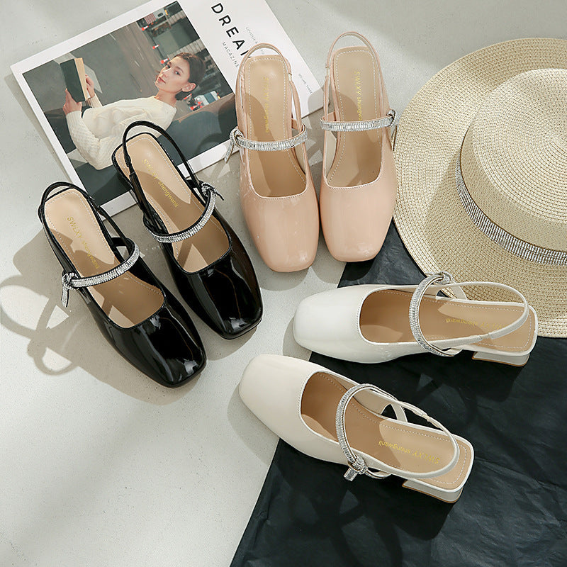 Damen Slingback-Pumps mit glitzerndem Riemchen und bequemer Sohle