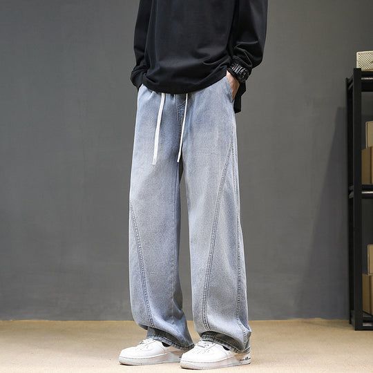 Herren Weitgeschnittene Jeanshose mit elastischem Bund und modernem Design R&B