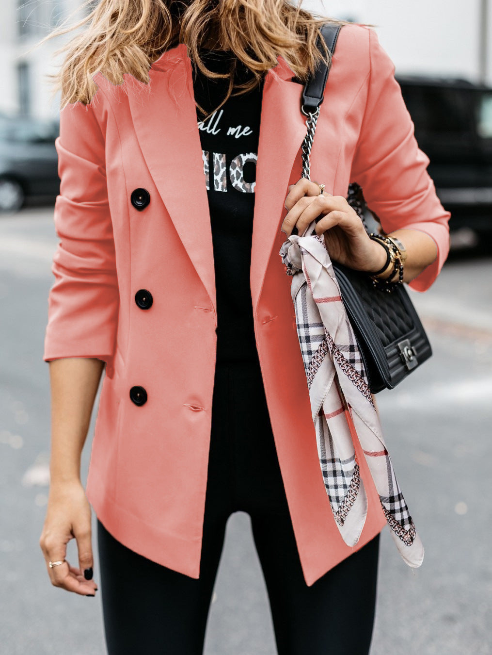 Damen Modischer Doppelreiher-Blazer mit schmaler Silhouette und praktischen Taschen R&B