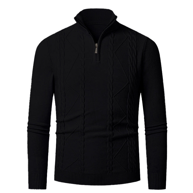 Herren Strickpullover mit Halb-Zip und strukturiertem Muster R&B