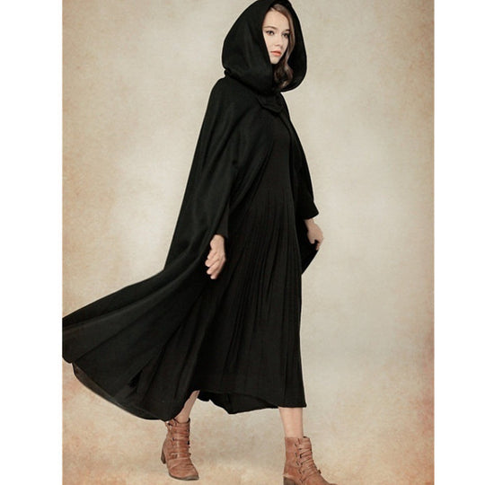 Damen elegante Kapuzenumhangjacke R&B