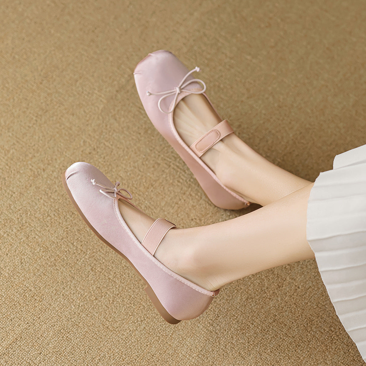 Damen Ballerinas mit verstellbarem Riemen und elegantem Schleifendesign
