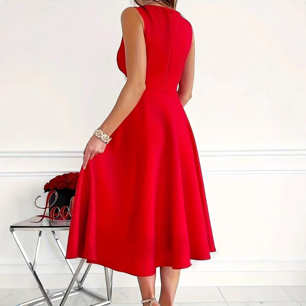 R&B | Einfarbiges Tankkleid Asymmetrischer Ausschnitt Kleid
